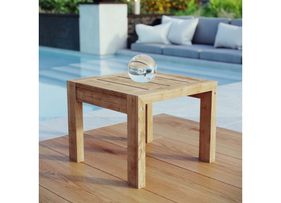 Modway Upland Outdoor Patio Wood Side Table - Natural - Lifestyle