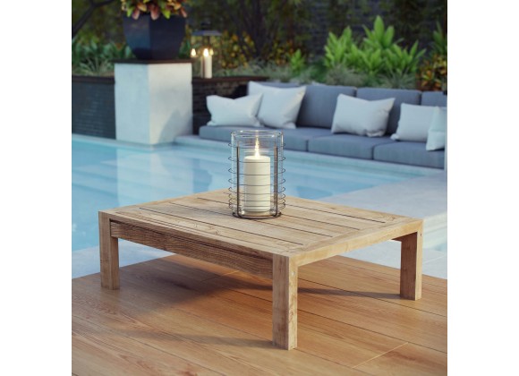 Modway Upland Outdoor Patio Wood Coffee Table - Natural - Lifestyle