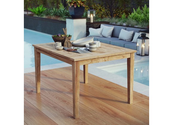 Modway Marina Outdoor Patio Teak Dining Table - Natural in 48.5'' - Lifestyle