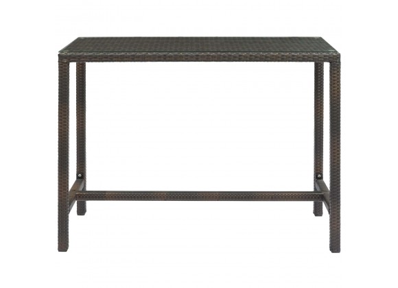 Modway Conduit Outdoor Patio Wicker Rattan Large Bar Table in Light Gray - Front Angle
