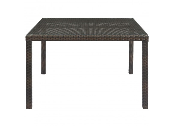 Modway Conduit 47" Outdoor Patio Wicker Rattan Dining Table - Brown - Front Angle