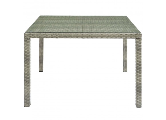 Modway Conduit 47" Square Outdoor Patio Wicker Rattan Table - Light Gray - Front Angle