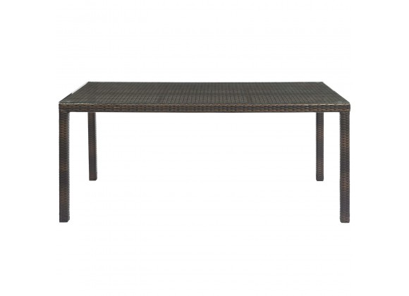 Modway Conduit 70" Outdoor Patio Wicker Rattan Dining Table in Brown - Front Angle