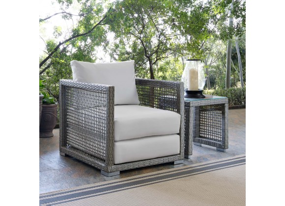 Modway Aura Rattan Outdoor Patio Armchair - Gray White - Lifestyle