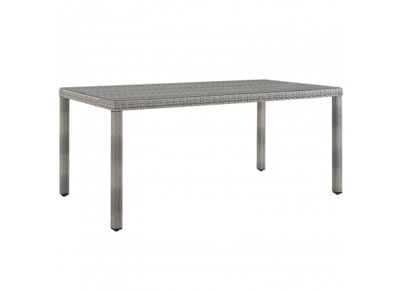 Modway Aura Outdoor Patio Wicker Rattan Dining Table - Gray in 68'' - Front Side Angle