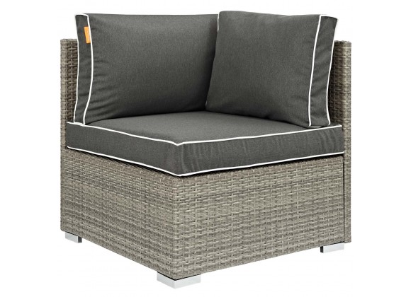Modway Repose Outdoor Patio Corner in Light Gray Charcoal - Front Angle