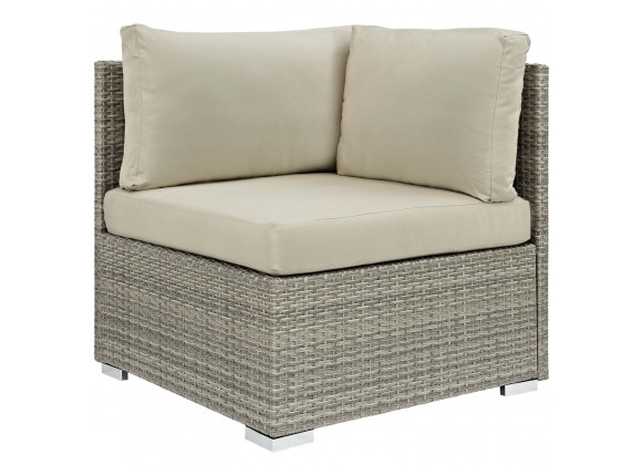 Modway Repose Sunbrella® Fabric Outdoor Patio Corner in Light Gray Beige - Front Angle