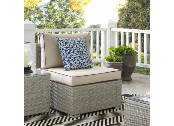 Modway Repose Outdoor Patio Armless Chair in Light Gray Beige - Lifestyle