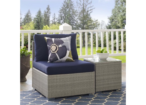 Modway Repose Sunbrella® Fabric Outdoor Patio Armless Chair - Light Gray Navy - Lifestyle