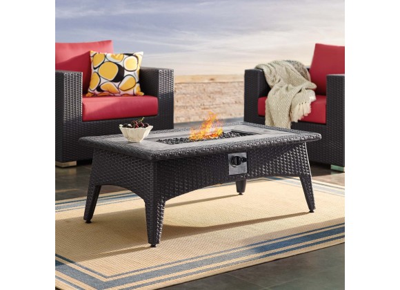 Modway Splendor 43.5" Rectangle Outdoor Patio Fire Pit Table - Espresso - Lifestyle