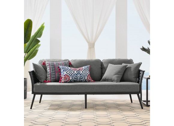 Modway Stance Outdoor Patio Aluminum Sofa - Gray Charcoal - Lifestyle