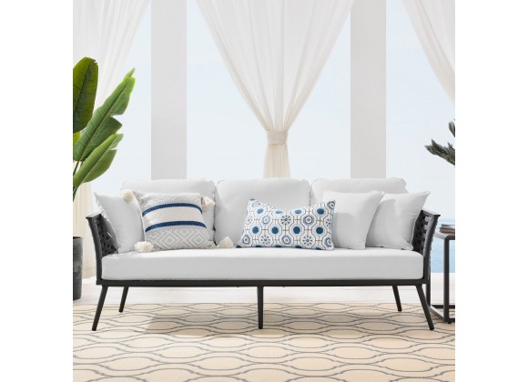 Modway Stance Outdoor Patio Aluminum Sofa - Gray White - Lifestyle