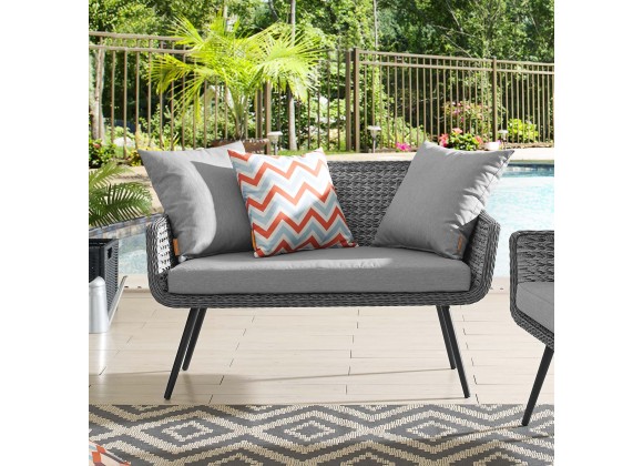 Modway Endeavor Outdoor Patio Wicker Rattan Loveseat - Gray Gray - Lifestyle