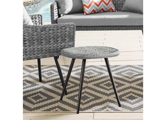 Modway Endeavor Outdoor Patio Wicker Rattan Side Table - Gray - Lifestyle