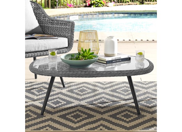 Modway Endeavor Outdoor Patio Wicker Rattan Coffee Table - Gray - Lifestyle
