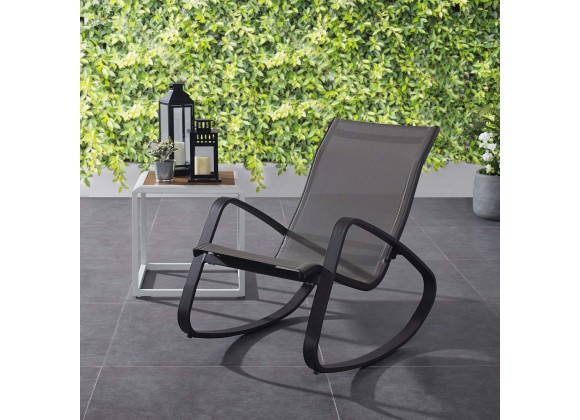Modway Traveler Rocking Outdoor Patio Mesh Sling Lounge Chair - Espresso - Lifestyle