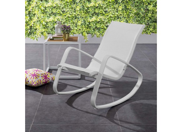 Modway Traveler Rocking Outdoor Patio Mesh Sling Lounge Chair - White White - Lifestyle