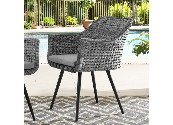 Modway Endeavor Outdoor Patio Wicker Rattan Dining Armchair - Gray Gray - Lifestyle