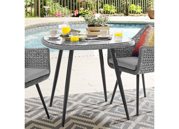Modway Endeavor 36" Outdoor Patio Wicker Rattan Dining Table - Gray - Lifestyle