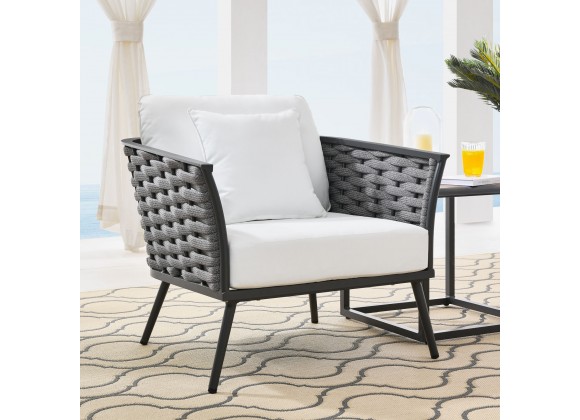 Modway Stance Outdoor Patio Aluminum Armchair in Gray White - Lifestyle