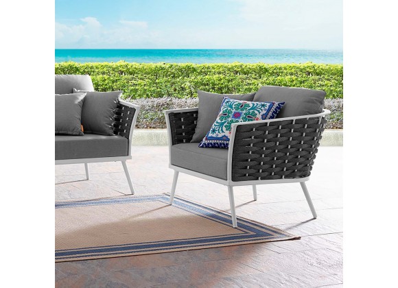 Modway Stance Outdoor Patio Aluminum Armchair - White Gray - Lifestyle