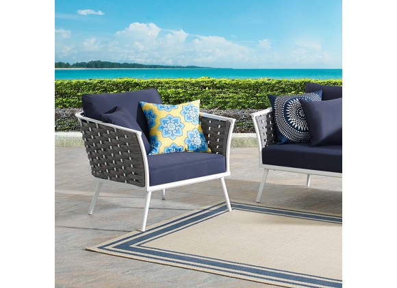 Modway Stance Outdoor Patio Aluminum Armchair - White Navy - Lifestyle