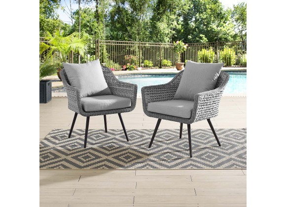 Modway Endeavor Armchair Outdoor Patio Wicker Rattan in Gray Gray - Set of Two - Lifestyle
