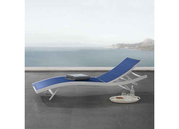 Modway Glimpse Outdoor Patio Mesh Chaise Lounge Chair in White Navy - Lifestyle