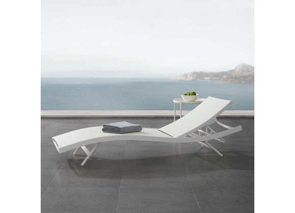 Modway Glimpse Outdoor Patio Mesh Chaise Lounge Chair - White White - Lifestyle