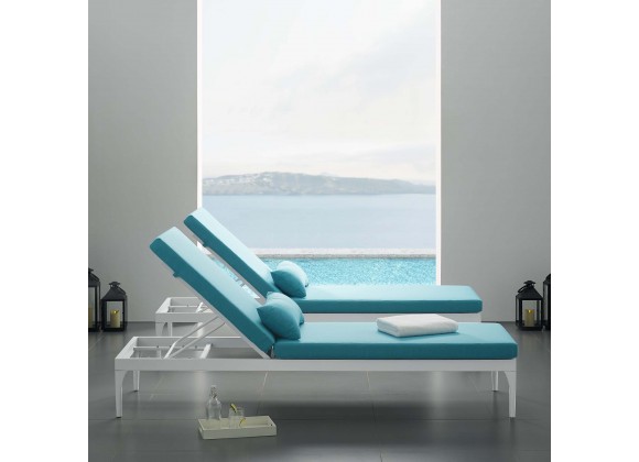 Modway Perspective Cushion Outdoor Patio Chaise Lounge Chair - White Turquoise - Lifestyle