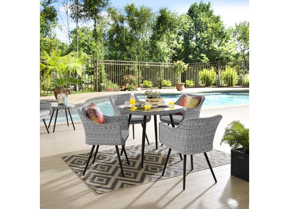 Modway Endeavor 5 Piece Outdoor Patio Wicker Rattan Dining Set - Gray Gray - Lifestyle