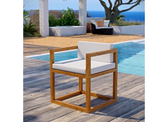 Modway Newbury Accent Outdoor Patio Premium Grade A Teak Wood Armchair - Natural White - Lifestyle