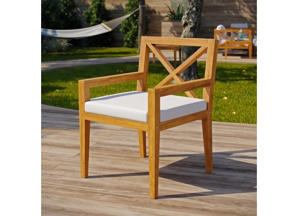 Modway Northlake Outdoor Patio Premium Grade A Teak Wood Dining Armchair - Natural White - Lifestyle