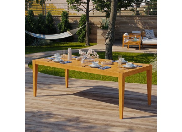 Modway Northlake 85" Outdoor Patio Premium Grade A Teak Wood Dining Table - Natural - Lifestyle