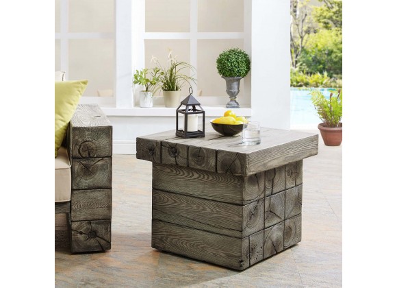 Modway Manteo Rustic Coastal Outdoor Patio Side Table - Light Gray - Lifestyle