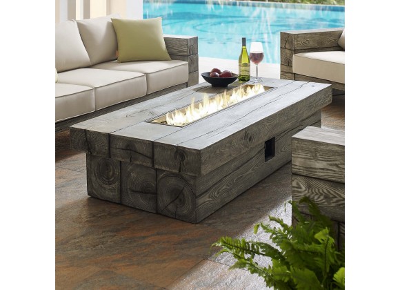 Modway Manteo 70" Rectangular Outdoor Patio Fire Pit Table - Light Gray - Lifestyle