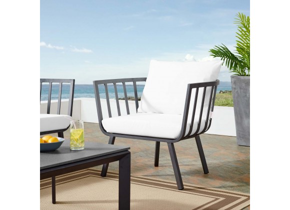 Modway Riverside Outdoor Patio Aluminum Armchair in Gray White - Lifestyle