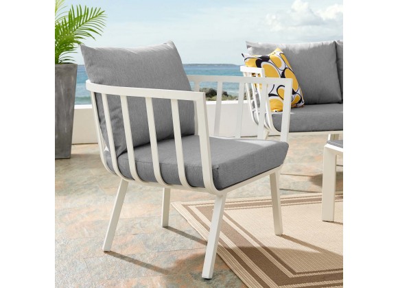 Modway Riverside Outdoor Patio Aluminum Armchair in White Gray - Lifestyle