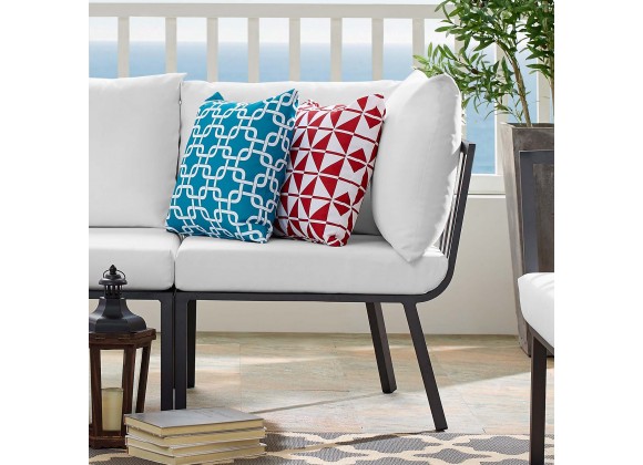 Modway Riverside Outdoor Patio Aluminum Corner Chair in Gray White - Lifestyle