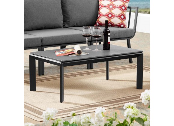 Modway Riverside Aluminum Outdoor Patio Coffee Table in Gray - Lifestyle
