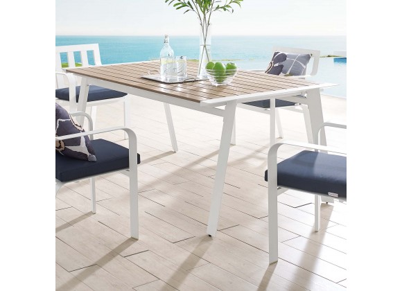 Modway Roanoke 73" Outdoor Patio Aluminum Dining Table - White Natural - Lifestyle