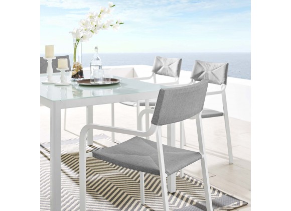 Modway Raleigh Stackable Outdoor Patio Aluminum Dining Armchair in White Gray - Lifestyle