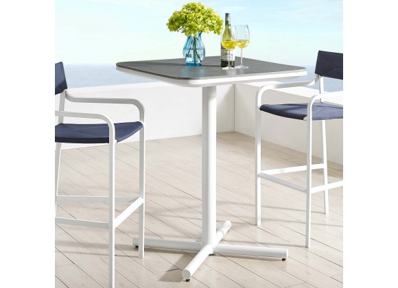 Modway Raleigh Outdoor Patio Aluminum Bar Table - White - Lifestyle