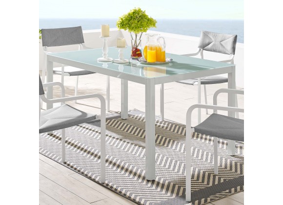 Modway Raleigh 59" Outdoor Patio Aluminum Dining Table - White - Lifestyle