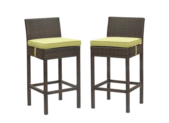 Modway Conduit Bar Stool Outdoor Patio Wicker Rattan in Brown Peridot - Set in Front Angle