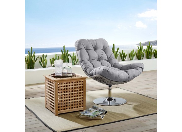 Modway Brighton Wicker Rattan Outdoor Patio Swivel Lounge Chair - Light Gray Gray - Lifestyle