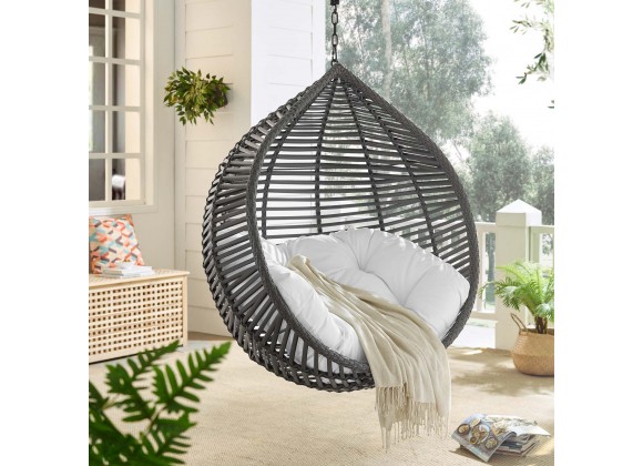 Modway Garner Teardrop Outdoor Patio Swing Chair Without Stand - Gray White - Lifestyle