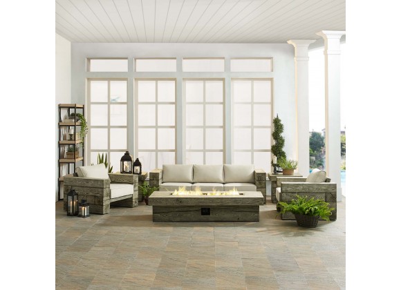 Modway Manteo Rustic Coastal Outdoor Patio Sunbrella® 5 Piece Set - Light Gray Beige - Lifestyle