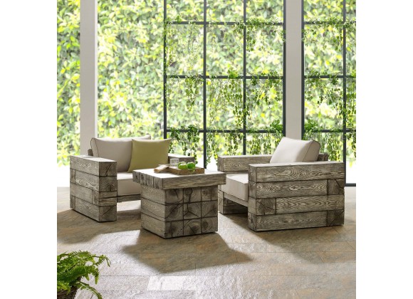 Modway Manteo Rustic Coastal Outdoor Patio Sunbrella® 3 Piece Set - Light Gray Beige - Lifestyle