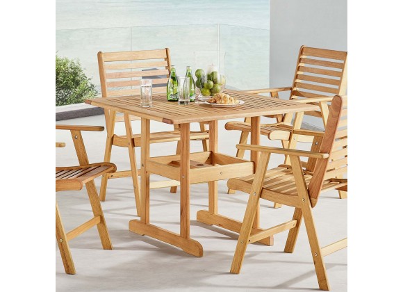 Modway Hatteras 36" Square Outdoor Patio Eucalyptus Wood Dining Table - Natural - Lifestyle